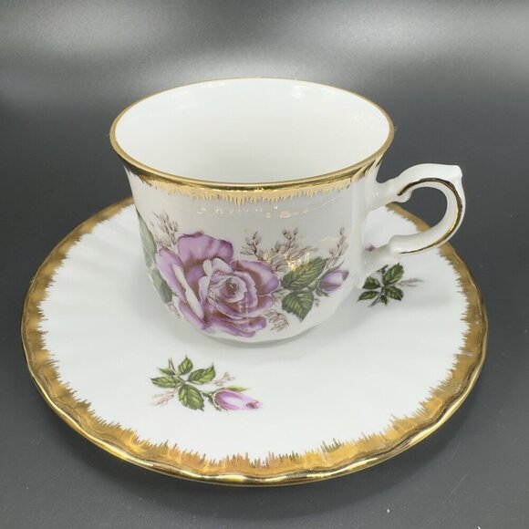 Kronester Bavaria Fine China Porcelain Teacup And Saucer Set Gold Edges Germany - Picture 12 of 15